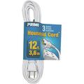 Prime EC660612 12 ft. 16 - 02 - 15 Spt-2 White 3-Outlet Household Extension Cord 54732100361